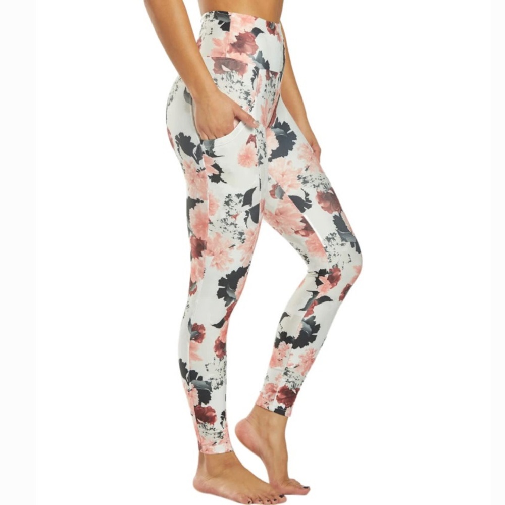Marika Misty Printed Performance Yoga Leggings Women’s Medium Photo Floral Mauve